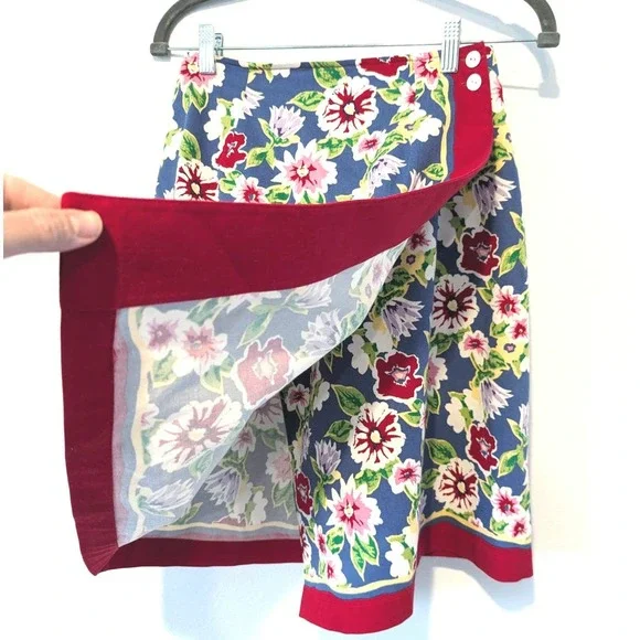 Vintage Talbots Floral Summer Wrap Skirt A Line - Picture 3 of 8